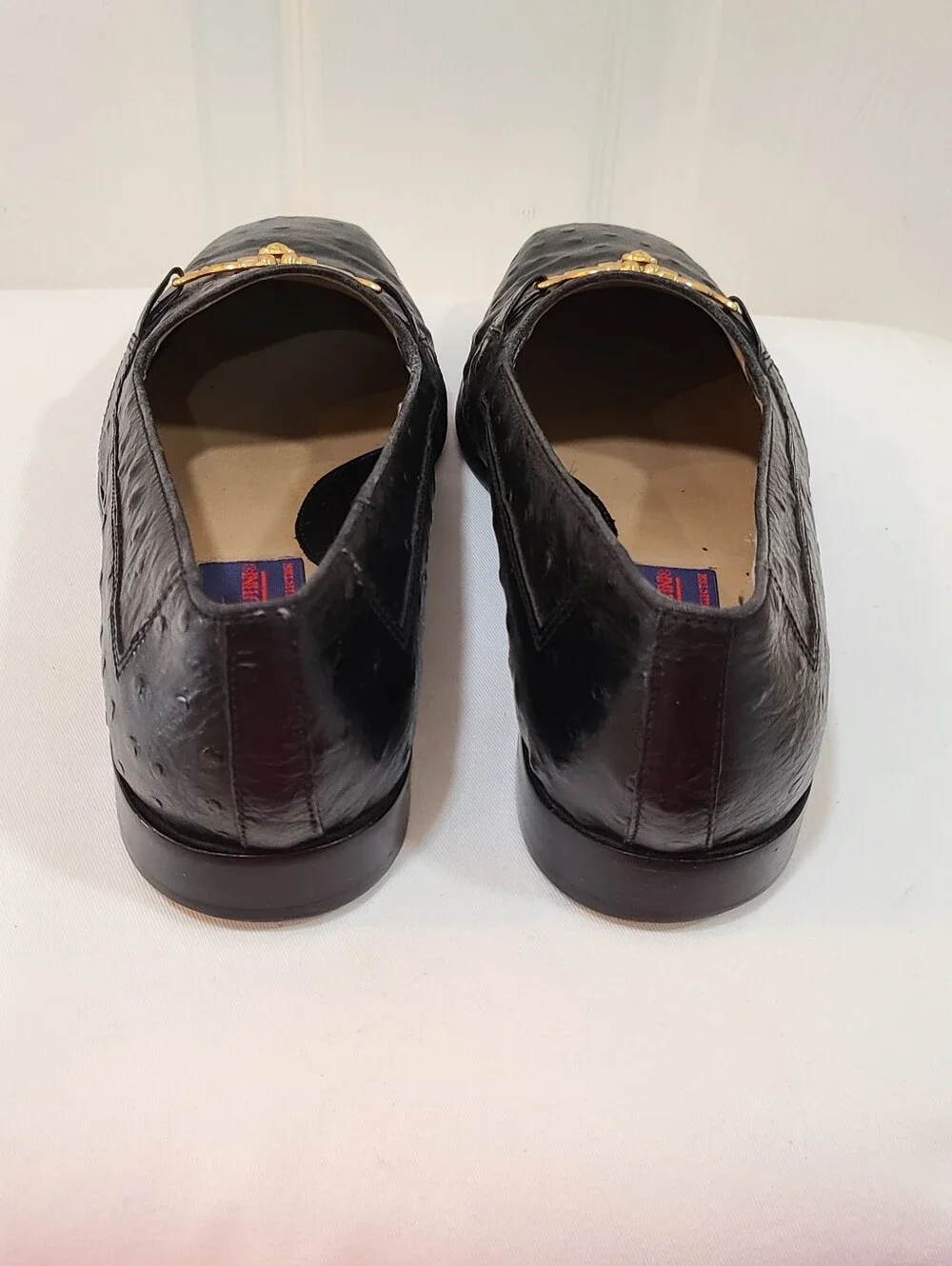 Giorgio Brutini Black Leather Slip-On Loafers with Gold Accent 9.5